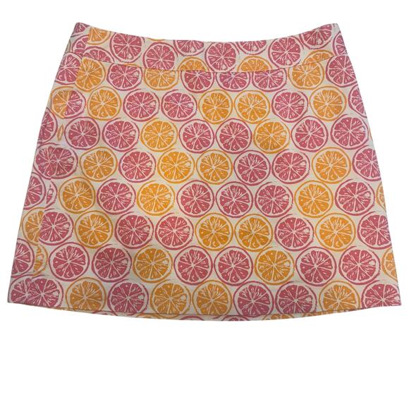 Vineyard Vines Women’s Citrus Orange Grapefruit Zip Up Mini Skirt Size 10 - Picture 1 of 7